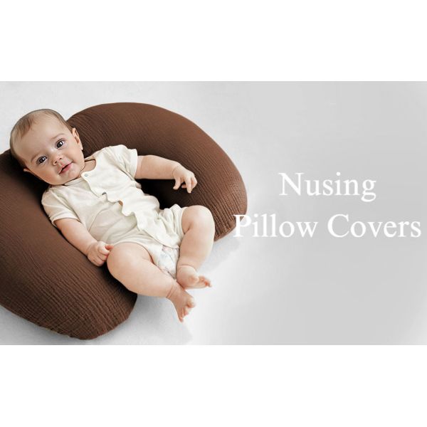 2 Pack Nursing Pillow Covers with Zipper Closure, 100% Cotton Covers for Breastfeeding Pillows
