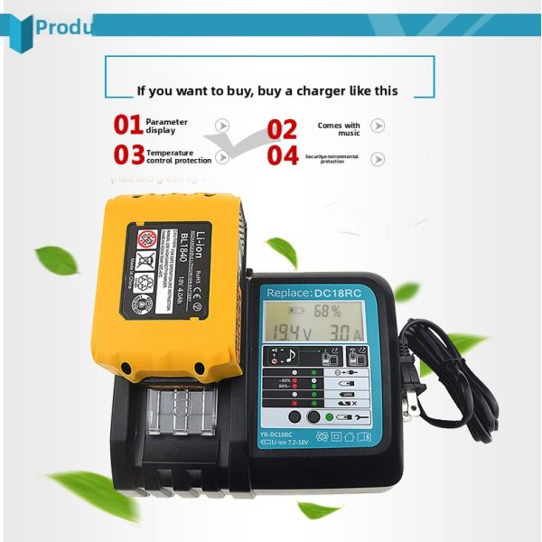 Fast Charger Compatible with Makit 14.4V 18V LXT Li-ion Batteries Replacement DC18RC Power Tool Battery Charger