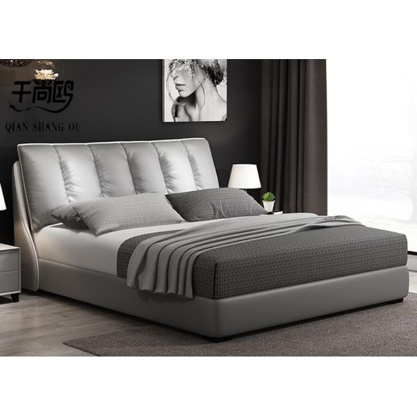 Luxury Fabric Upholstered Beds Leather Pillow Upholstered Platform Bed King