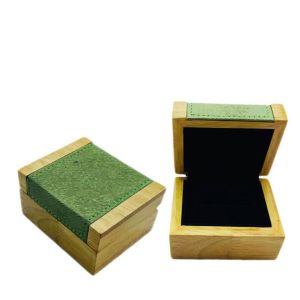 Green Luxury wooden jewelry organizer Microfiber Velvet Leather Eco Friendly Small Wooden Trinket Box