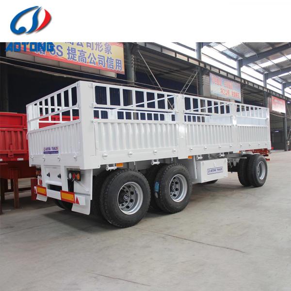 Durable 3 Axle 12 Wheels Drawbar Full Trailer With Side Wall