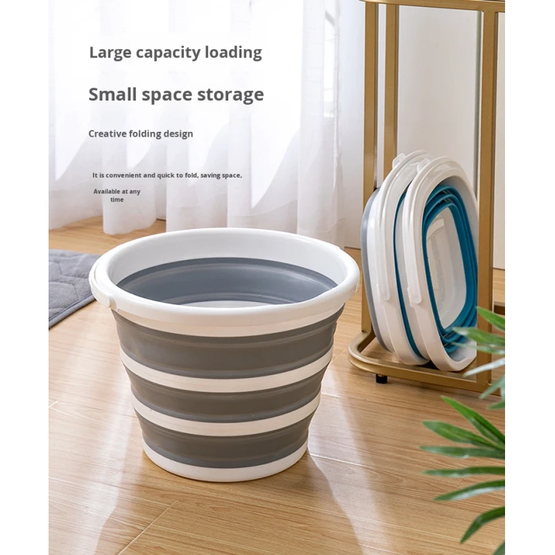 Plastic Collapsible Large Capacity Bucket Portable Square Shape Retractable Folding Bucket with Towel for Home Outdoor