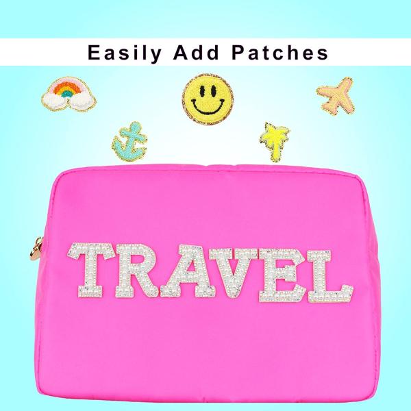 Large Makeup Bag - Travel Toiletry Bag For Women - Pink Makeup Bag - Large Makeup Pouch - Nylon Cosmetic Pouch Bag