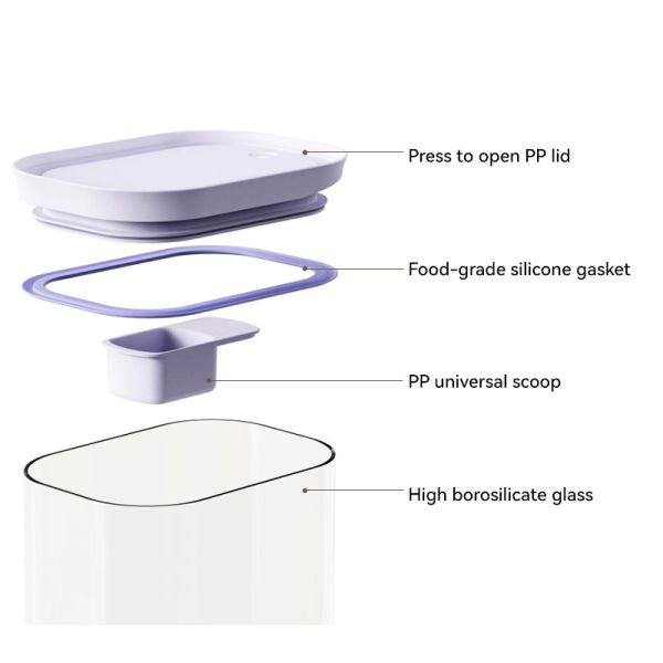 IKOO Source Supplier Airtight Wide Mouth Glass Jars with Lids for Food