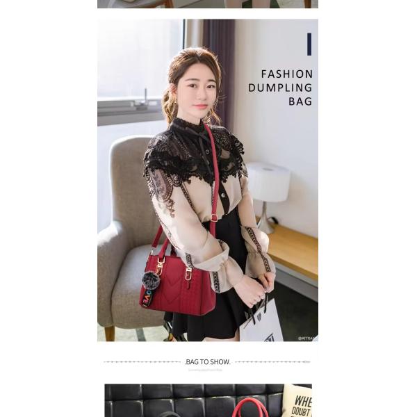 Elegant Shoulder Purse in Genuine Leather with Cartoon Pattern and Button Decoration