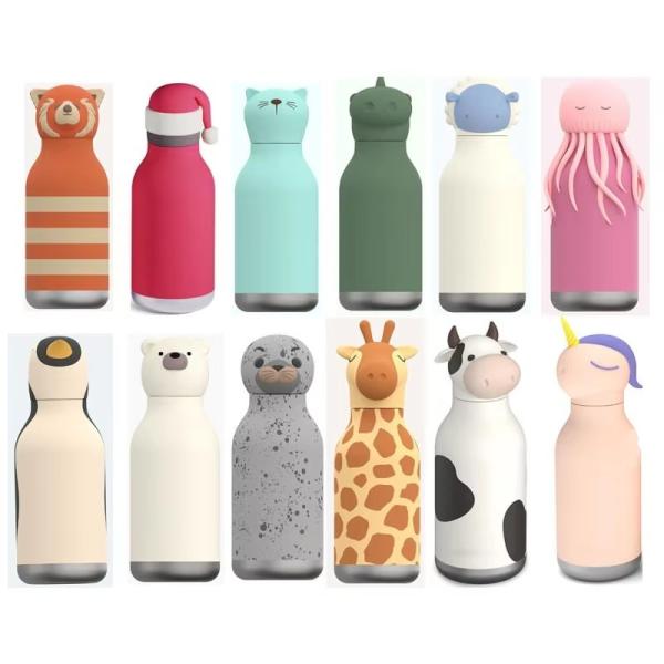 Custom Silicone Lid Stainless Steel Water Bottle for Kids