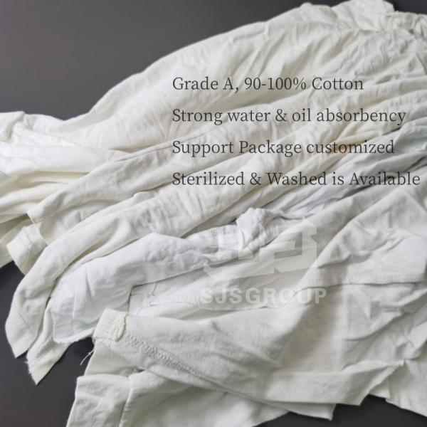 Low lint Cotton Rags Kg White Elastic Knitting T-shirt Rags Recycled Cotton Cloth Cleaning Wiping Used Rags