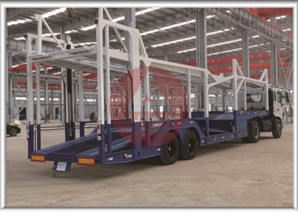 Goose Neck Car Carrier Truck , ABS Automobile Transport Trailers 14200KG Payload