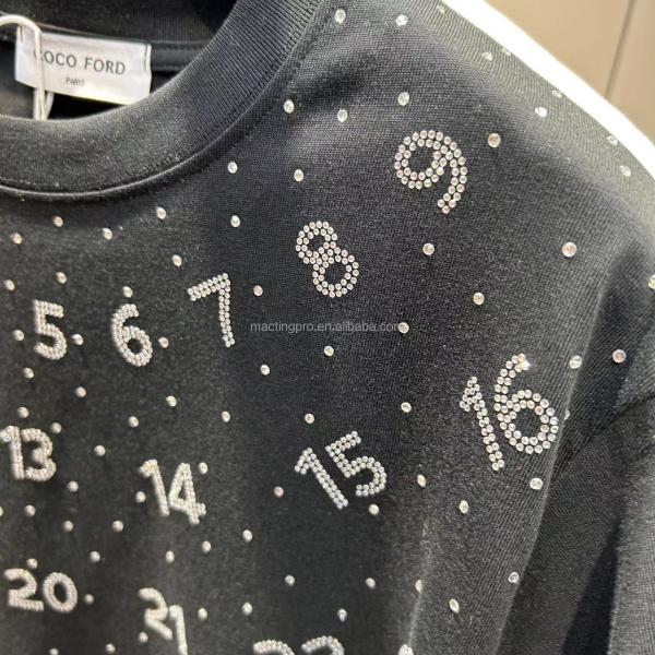 Oversized Vintage Heavyweight Rhinestone T Shirt Black For Men Women'S Custom 100% Cotton 260Gsm