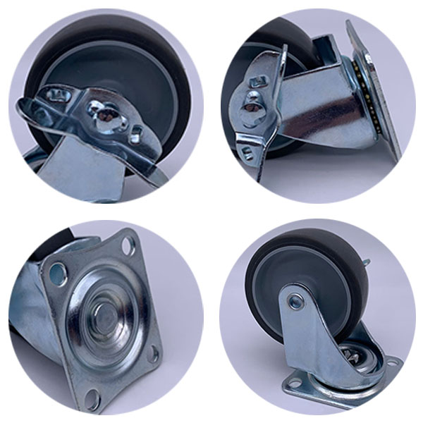 Swivel Plate TPR Caster Wheels With Brake Plain Bearing Light Duty