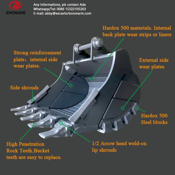 High Capacity Mining Durable Excavator Rock Bucket