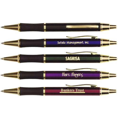 golden color click metal ball pen with rubber grip,classical in Uk market