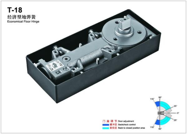 Floor Hinge T-18, color:black or blue, casting iron,  weight capacity 85kgs,
