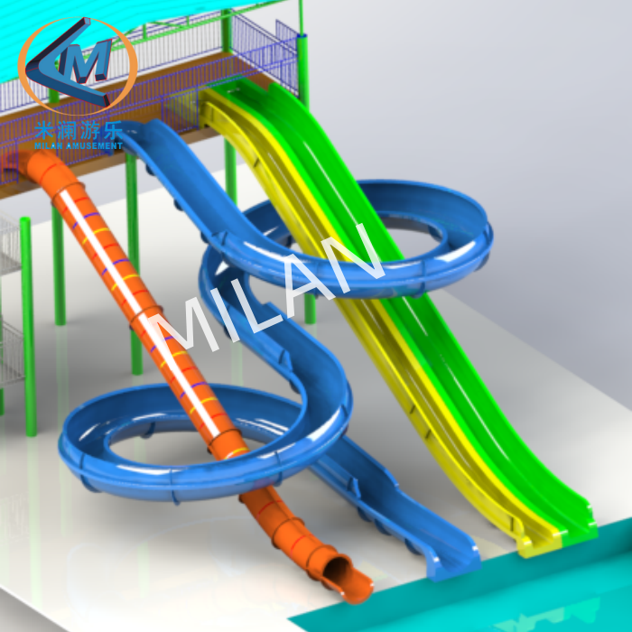Colorful Amusement Water Slide High Speed Water Slide Customizable