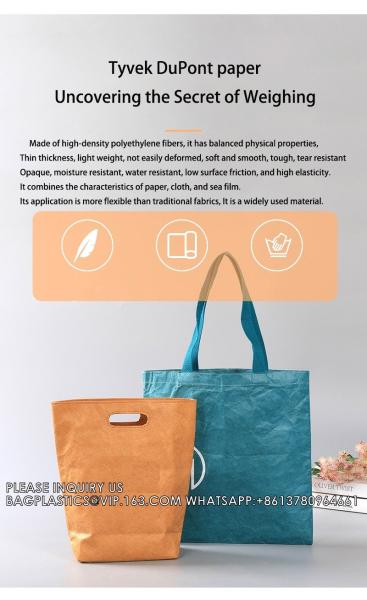 Tyvek DuPont Paper Vintage Kraft Paper Outgoing Shopping Handbag Printed LOGO Waterproof One Shoulder Bag