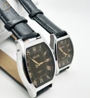 Hommes élégants Montre à quartz résistante à l' eau Couple Montre à quartz avec bande de cuir