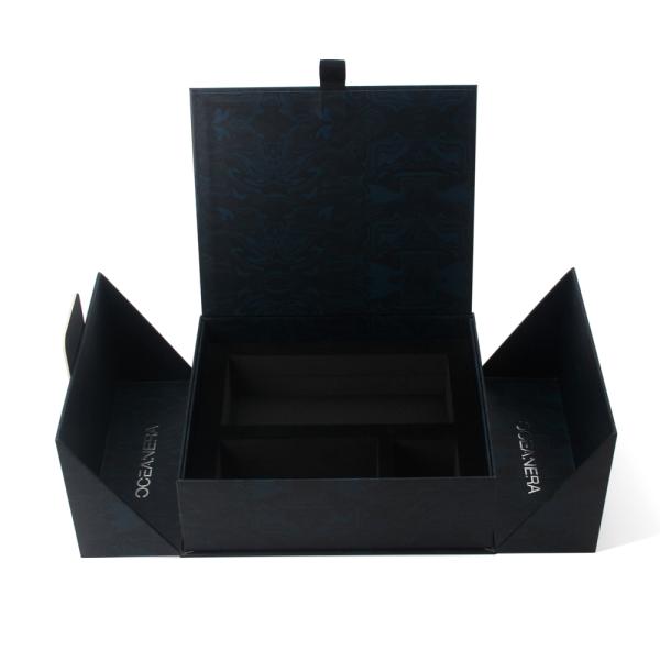 Clothing Black Eco Friendly Gift Box Packaging Magnet Rigid Paper With Foam