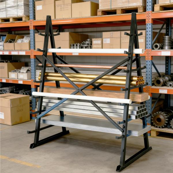 2000LBS X-Shaped Horizontal Storage Rack High Carbon Steel Anti-Rust Coating Plastic End Caps Ground Fix Holes
