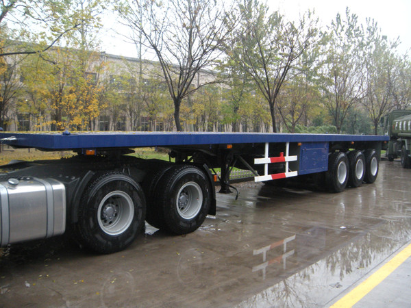 13m Extendable Air Suspension Lowboy Flatbed Trailer , Black Flat Bed Trailors