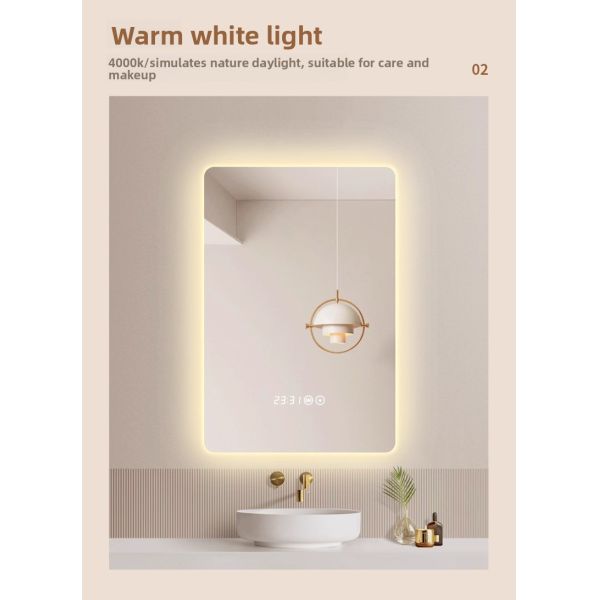 Luxury LED Rectangular Mirror Vertical Wall Mount Design Touch Switch Hot Seller Suitable for Hotel Elegant Modern Design