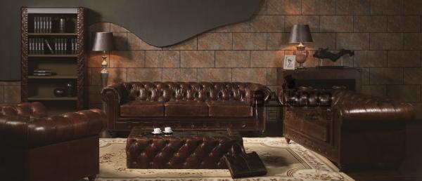 luxury Antique French style leather sofa set furniture