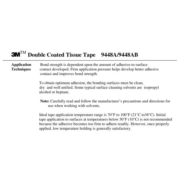 лента ткани VOC 9448A УЛЬТРАФИОЛЕТОВОГО сопротивления средства 3M низкая
