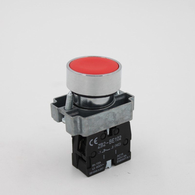 22mm XB2-BA42 Momentary Push Button Switch 24V/380V with 1NC Red Color Max. 10A Current Brass Composite Silver Contact