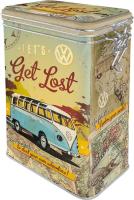 Boîte de café en fer blanc rétro 44 oz VW Bulli Volkswagen Bus Cadeau Clip Metal Top Can Décoratif Vintage Design