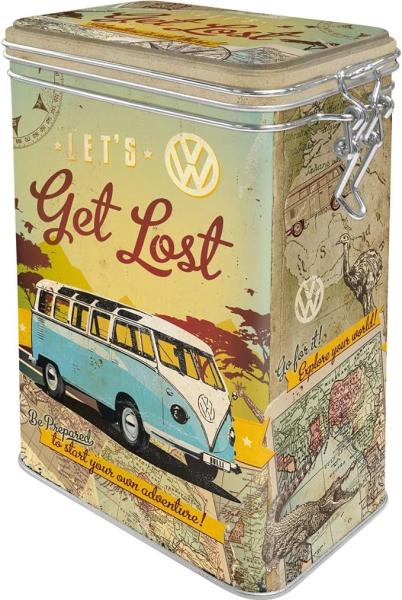 Nostalgic-Art Retro Coffee Tin Box 44 Oz VW Bulli  Volkswagen Bus Gift  Metal Clip Top Can Decorative Vintage Design