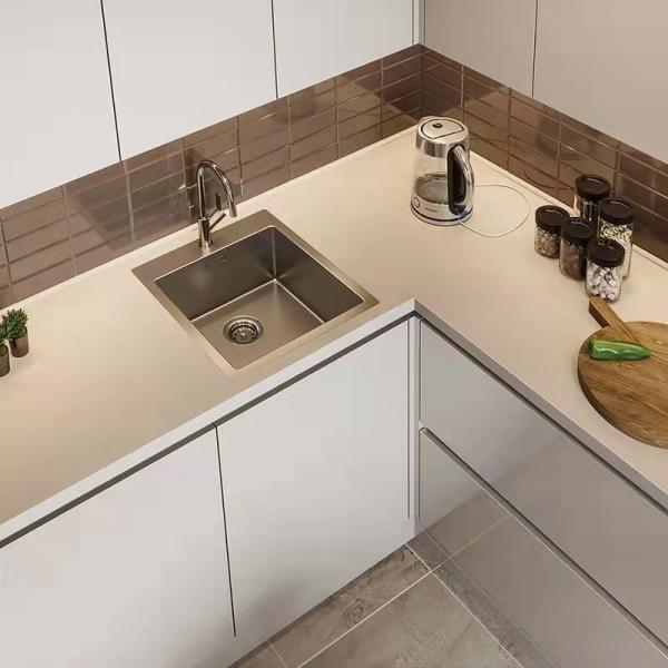 2.5M U Shape Melaminer Modern Modular Kitchen Cabinets With Island Stove