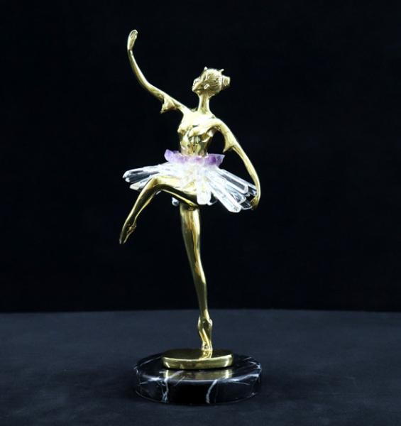 Crystal Skirt Copper Dancing Girl Decorative Art Craft