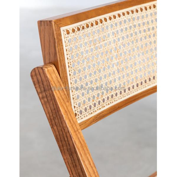 Restaurant Hotel Nordic Modern Natural Rattan Foldable Solid Wood Dining Chair for Dining Room Furniture