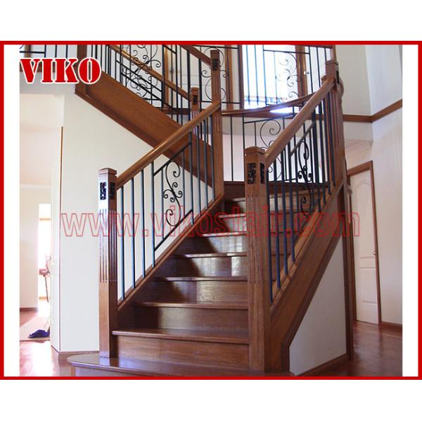 Solid Wood  Staircase VK63S  Tread American Oak ,Railing tempered glass, Handrail b eech Stringer,carbon