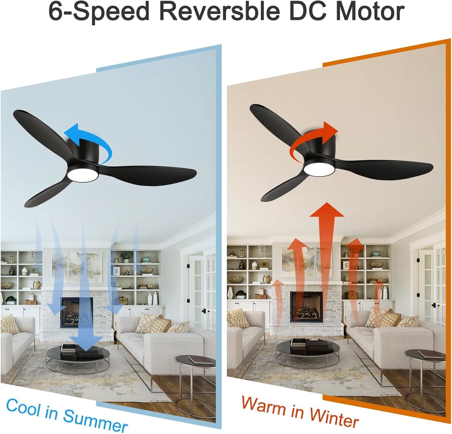 White Black Gold 52 Ceiling Fan With Energy Saving Function