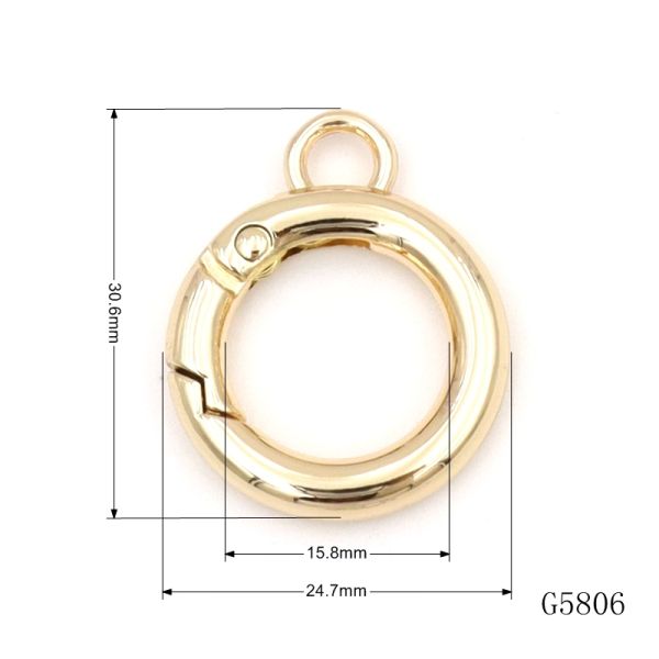 Gold Spring O Ring with Hanging Loop for Phone Lanyard Connector or Key Chain Accessories