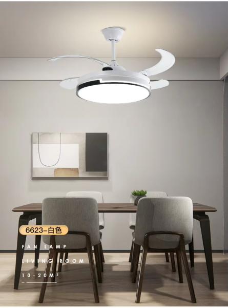 Vente en gros Populaire 48 pouces Haute puissance du vent silencieux LED Ventilateur de plafond Lumière de fréquence variable Ventilateur invisible