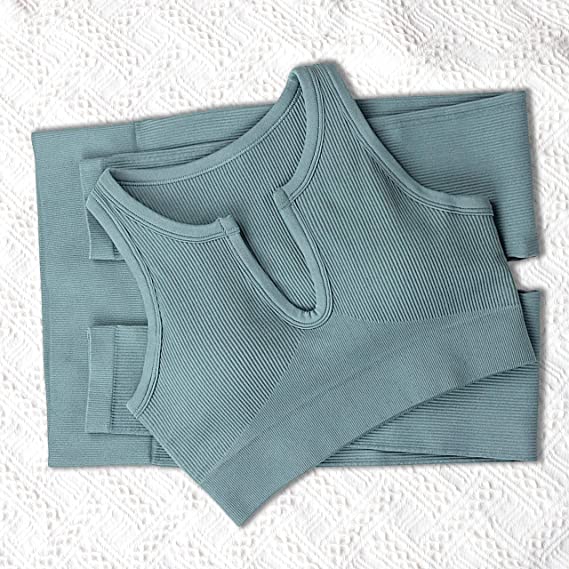 Activewear женщин ISO безшовный ребристый устанавливает полнометражные высокие наборы гетры талии