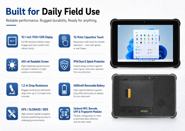 Industrial Rugged Tablet 10.1 Inch for Mobile Forms Business Updates and Workflow Tasks