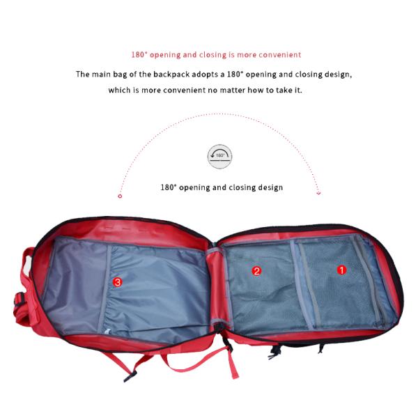 Red Polyester Tactical Travel Laptop Backpack  45L  Outdoor Military Backpack