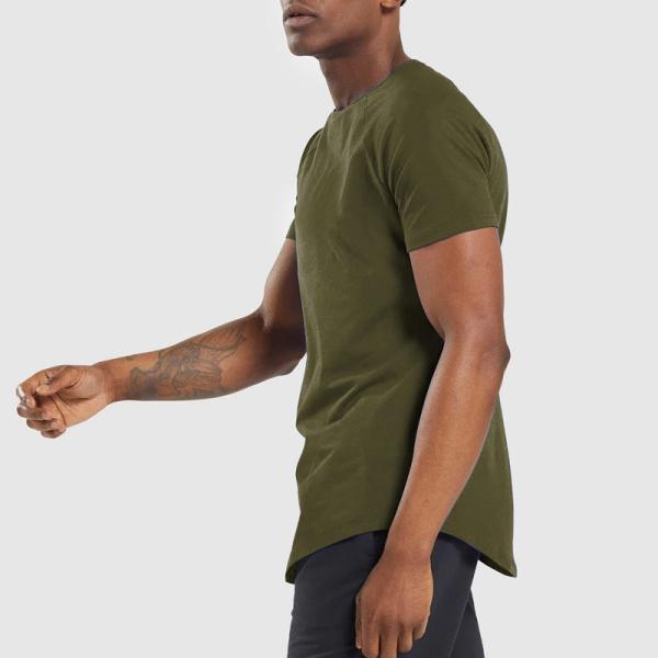 Dos homens regulares do ajuste da camisa do pescoço de grupo T da luva do algodão dos homens parte superior curto do Sportswear
