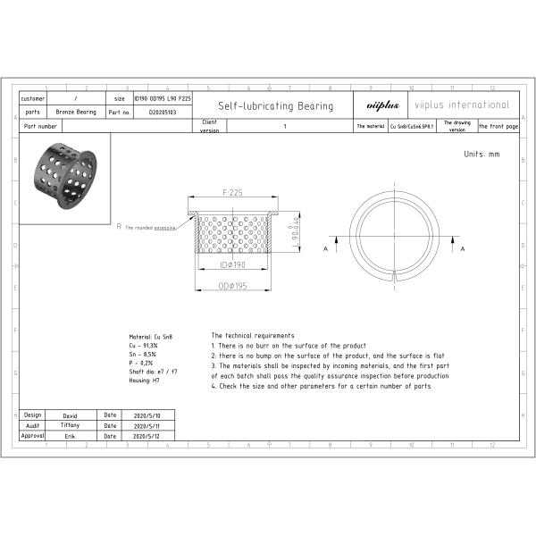 Wrapped Bronze Bearings CuSn8 Material Wieland-B09