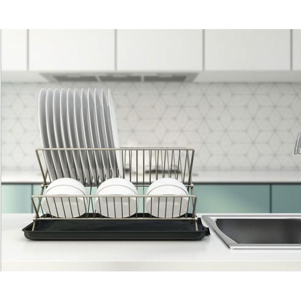 Folding X Shape Kitchen Dish Rack , 20.5cm Height Stainless Dish Rack