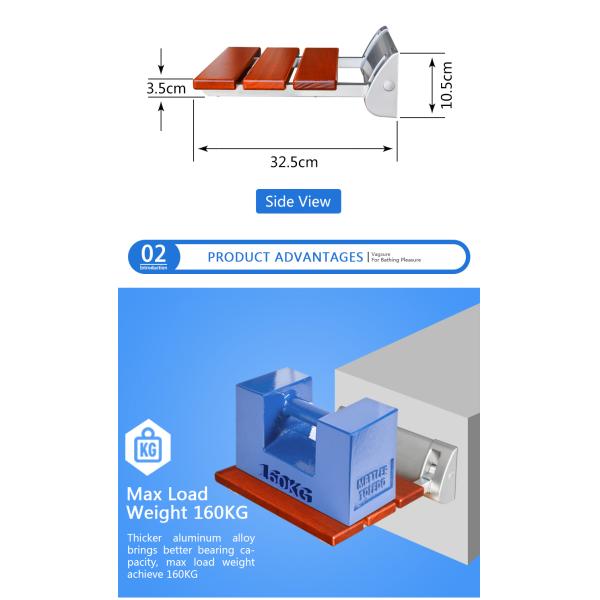 Anti Slip Wall Mounted Shower Seat Non Barrier With Reinforced Aluminum Alloy Bracket