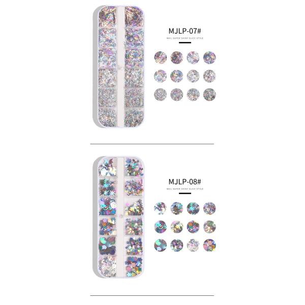 12 Grids Star Geometric Butterfly Nail Art Stickers Glitter Flakes Nail Art Sequins Paillette Confetti Holographic Laser Shining