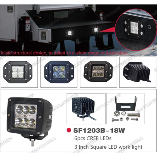 Flood / Spot Beam Off Road LED Work Lights 12v 24v 18w With Die Cast Aluminum Housing