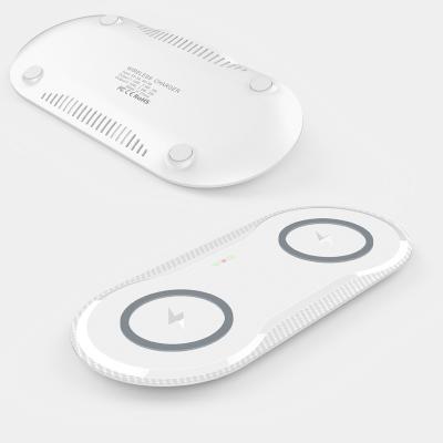 Multi Function 2 In 1 10W Mobile Wireless Charger Pad Dual Qi Port