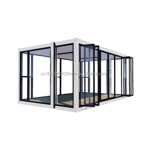 Customized Color 20ft Container Car Exhibition Hall Prefabricated House Folding Aluminum Alloy Tempered Glass Mobile Shop