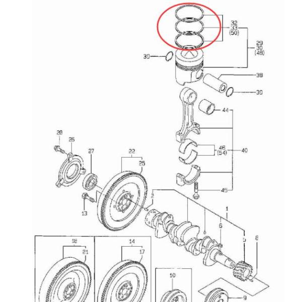129002 - 22500 Automotive Piston Rings 3TNE84 Yanmar Diesel Engine Parts