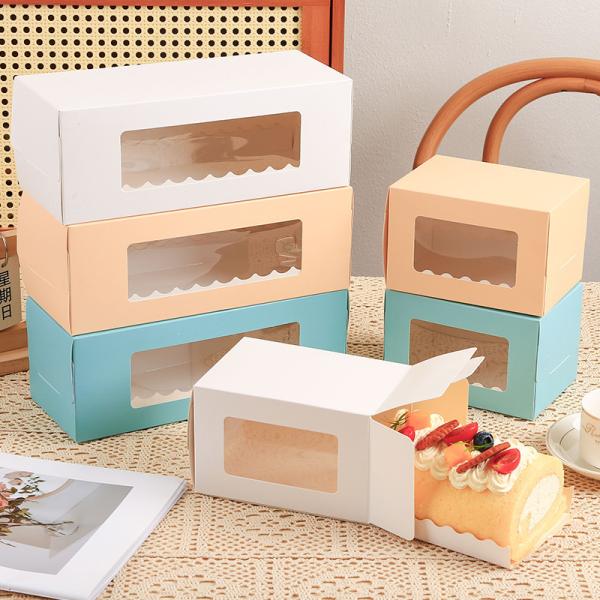 Dessert Printed Paper Boxes Swiss Roll Cake Packaging Custom Logo