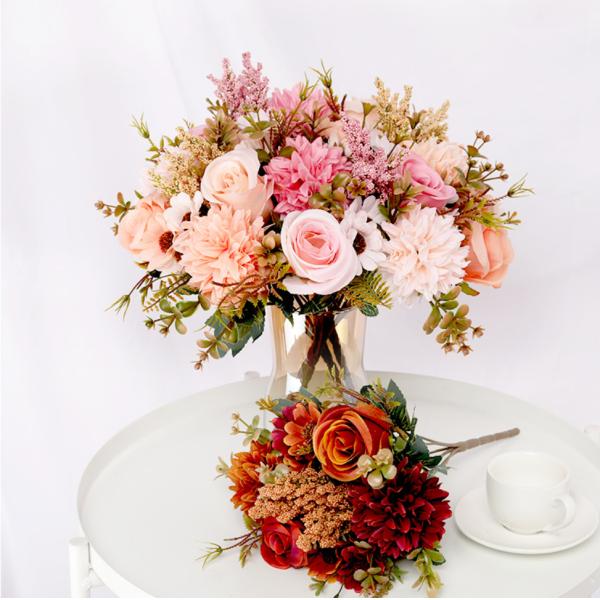 Roses, daisies, artificial flowerballs, hydrangeas, artificial hand-held bouquets, wedding artificial flowers, home flower arrangements, decorative silk flowers